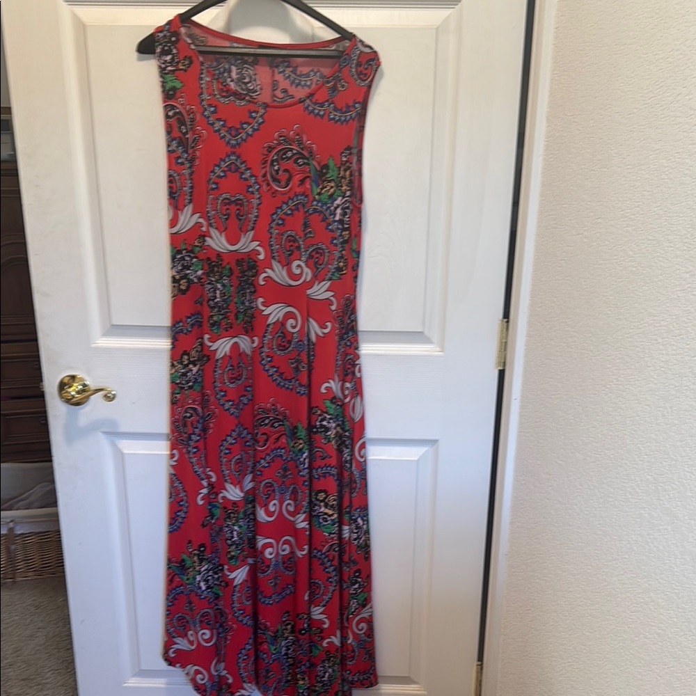 Reborn Red and Blue Pleated One Shoulder Maxi Dress